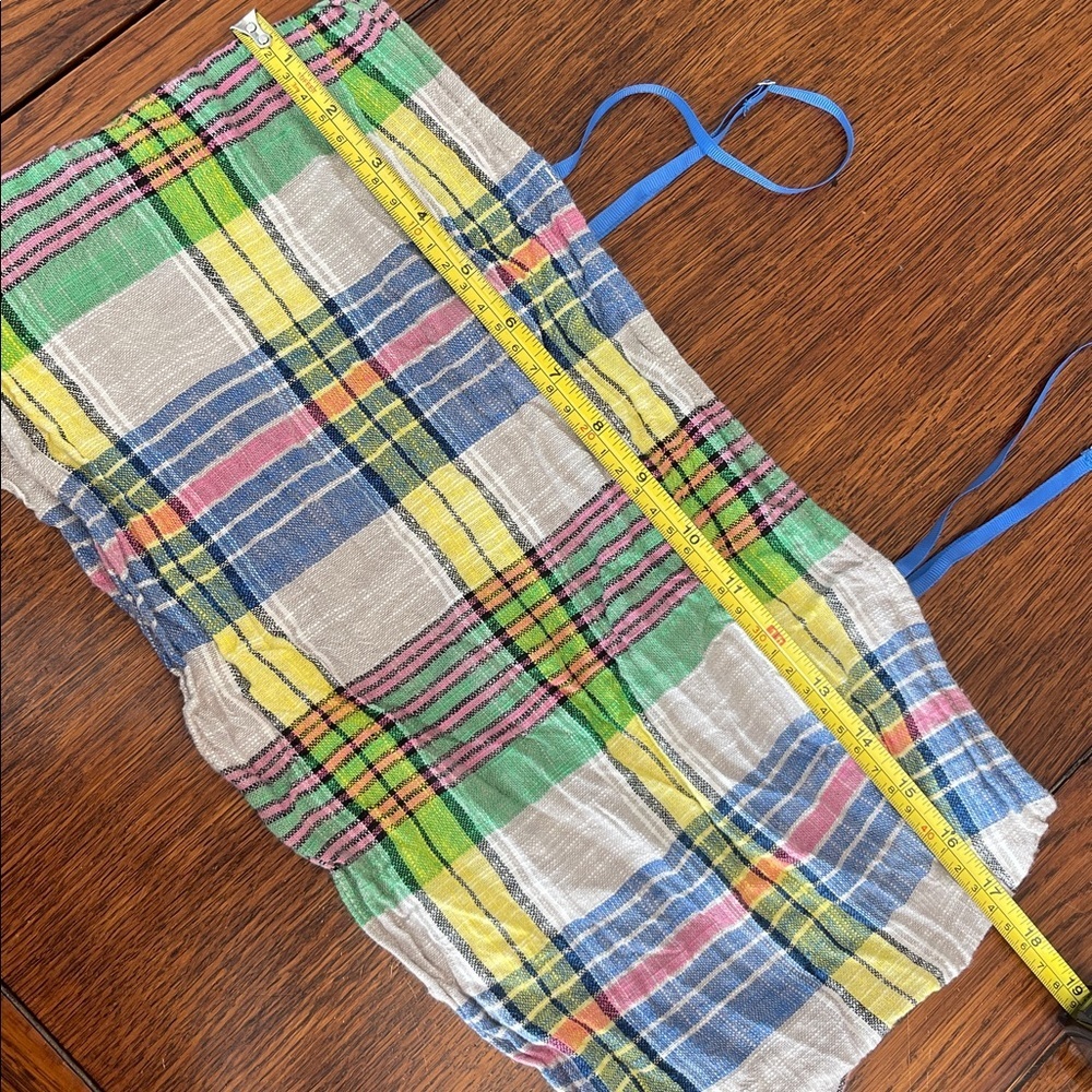 Urban Outfitters Cropped Halter Top Medium Plaid cotton linen Pink blue green - Picture 6 of 7